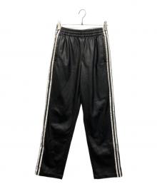 adidas Originals（アディダスオリジナル）の古着「フェイクレザー アディカラー スリーストライプス ファイヤーバード トラックスーツパンツ」｜ブラック
