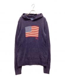 POLO RALPH LAUREN（ポロ・ラルフローレン）の古着「星条旗ニットパーカー」｜ネイビー