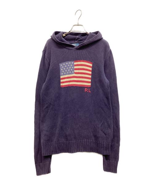 POLO RALPH LAUREN（ポロ・ラルフローレン）POLO RALPH LAUREN (ポロ・ラルフローレン) 星条旗ニットパーカー ネイビー サイズ:XLの古着・服飾アイテム