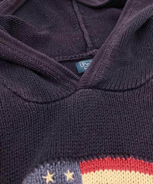 POLO RALPH LAUREN（ポロ・ラルフローレン）POLO RALPH LAUREN (ポロ・ラルフローレン) 星条旗ニットパーカー ネイビー サイズ:XLの古着・服飾アイテム