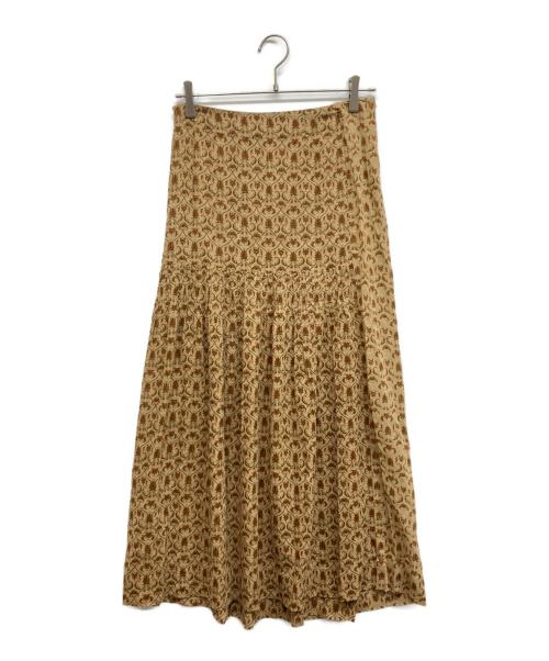 DRIES VAN NOTEN（ドリスヴァンノッテン）DRIES VAN NOTEN (ドリスヴァンノッテン) 総柄ラップスカート ベージュ サイズ:36の古着・服飾アイテム
