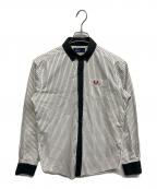 FRED PERRYフレッドペリー）の古着「FRED PERRY　ストライプシャツ」｜ホワイト