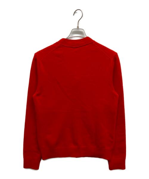 edition（エディション）Edition (エディション) エクストラファインウール Vネックカーディガン レッド サイズ:Sの古着・服飾アイテム