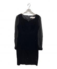 Christian Dior（クリスチャン ディオール）の古着「シルクスリーブベルベットIラインドレス」｜ブラック
