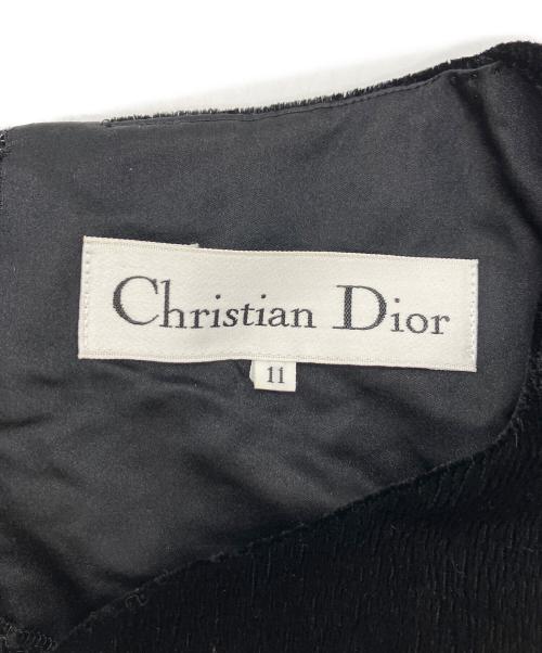 Christian Dior（クリスチャン ディオール）Christian Dior (クリスチャン ディオール) シルクスリーブベルベットIラインドレス ブラック サイズ:11の古着・服飾アイテム