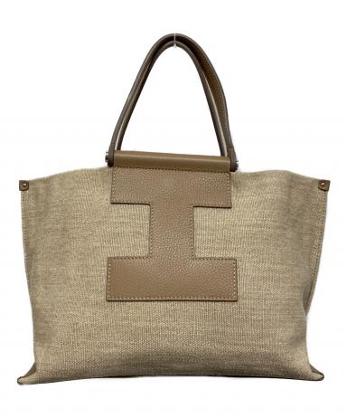 イアクッチ IACUCCI トートバッグ ソルベット ベージュ×ブラック 中古・古着通販】IACUCCI (イアクッチ) ソルベットMトートバッグ