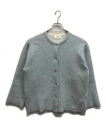 SHIPS（シップス）の古着「フォックス ブレンド ノーカラー ニット コート」｜ブルー