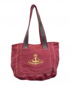 Vivienne Westwood accessoriesヴィヴィアン ウエストウッド アクセサリー）の古着「オーブプレートキャンバストートバッグ」｜レッド