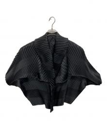 ISSEY MIYAKE（イッセイミヤケ）の古着「プリーツ変形ショールカラージャケット」｜ブラック