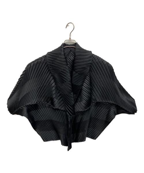ISSEY MIYAKE（イッセイミヤケ）ISSEY MIYAKE (イッセイミヤケ) プリーツ変形ショールカラージャケット ブラック サイズ:2の古着・服飾アイテム
