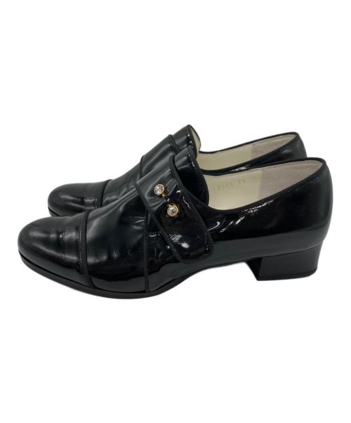 LANVIN en Bleu（ランバンオンブルー）LANVIN en Bleu (ランバンオンブルー) ビジューモチーフストレートチップシューズ ブラック サイズ:23cmの古着・服飾アイテム