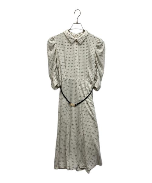 ANAYI（アナイ）ANAYI (アナイ) ピンドットプリント袖ギャザー ワンピース ホワイト サイズ:38の古着・服飾アイテム