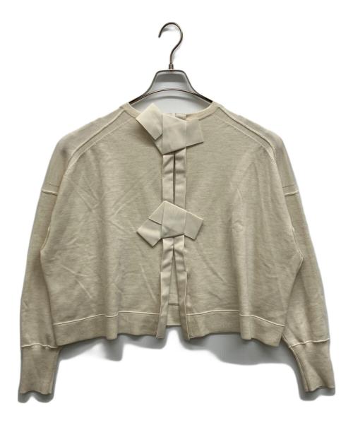 Curensology（カレンソロジー）Curensology (カレンソロジー) ファインウールリボンプルオーバー ニット アイボリー サイズ:Freeの古着・服飾アイテム