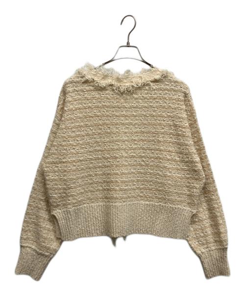 THREE DOTS（スリードッツ）THREE DOTS (スリードッツ) Tweedy stitch cardigan ベージュ サイズ:ｓの古着・服飾アイテム