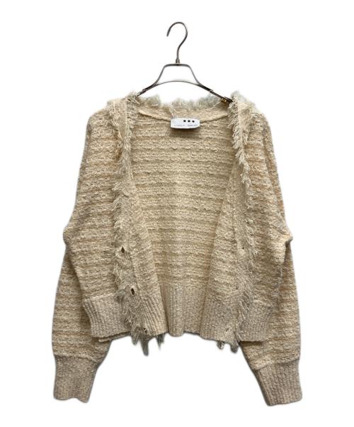 THREE DOTS（スリードッツ）THREE DOTS (スリードッツ) Tweedy stitch cardigan ベージュ サイズ:ｓの古着・服飾アイテム