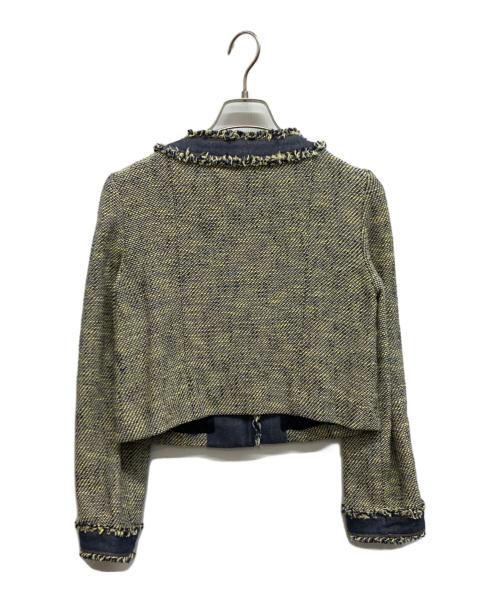 M'S GRACY（エムズグレイシー）M'S GRACY (エムズグレイシー) ノーカラーツイードジャケット イエロー サイズ:38の古着・服飾アイテム