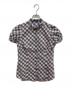 BURBERRY BLUE LABELバーバリー ブルー レーベル）の古着「BURBERRY BLUE LABEL パワースリーブチェックシャツ」｜グレー×ブルー