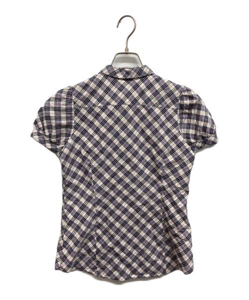 BURBERRY BLUE LABEL（バーバリー ブルー レーベル）BURBERRY BLUE LABEL (バーバリー ブルー レーベル) BURBERRY BLUE LABEL パワースリーブチェックシャツ グレー×ブルー サイズ:38の古着・服飾アイテム