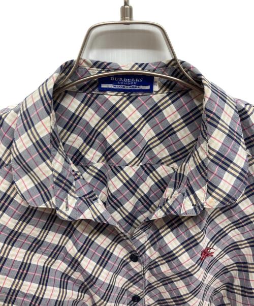 BURBERRY BLUE LABEL（バーバリー ブルー レーベル）BURBERRY BLUE LABEL (バーバリー ブルー レーベル) BURBERRY BLUE LABEL パワースリーブチェックシャツ グレー×ブルー サイズ:38の古着・服飾アイテム