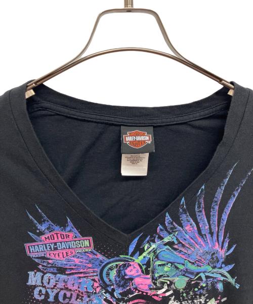 HARLEY-DAVIDSON（ハーレーダビッドソン）HARLEY-DAVIDSON (ハーレーダビッドソン) HARLEY-DAVIDSON Vネックカットソー ブラック サイズ:XLの古着・服飾アイテム