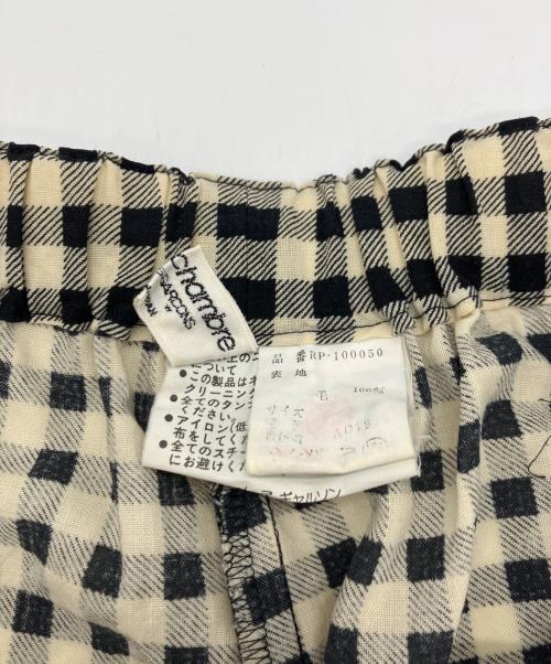 ROBE DE CHAMBRE COMME DES GARCONS（ローブドシャンブル コムデギャルソン）ROBE DE CHAMBRE COMME DES GARCONS (ローブドシャンブル コムデギャルソン) ウールチェックパンツ アイボリー×ブラック サイズ:無しの古着・服飾アイテム