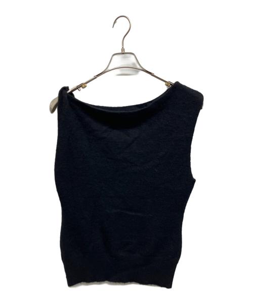 ATTISESSION（アティセッション）ATTISESSION (アティセッション) ツイスト ショルダー ニットトップス ブラック サイズ:Freeの古着・服飾アイテム