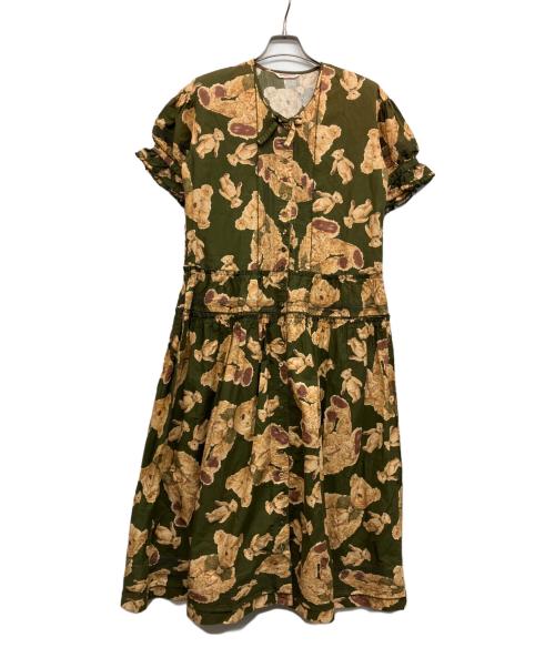 WONDERFUL WORLD（ワンダフルワールド）WONDERFUL WORLD (ワンダフルワールド) テディベアプリントワンピース グリーン サイズ:Freeの古着・服飾アイテム