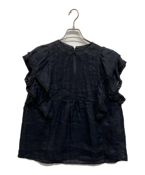 SLOBE IENA（スローブ イエナ）SLOBE IENA (スローブ イエナ) ラミーフリルピンタックブラウス ブラック サイズ:Freeの古着・服飾アイテム
