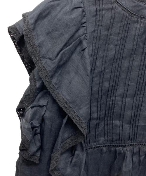 SLOBE IENA（スローブ イエナ）SLOBE IENA (スローブ イエナ) ラミーフリルピンタックブラウス ブラック サイズ:Freeの古着・服飾アイテム
