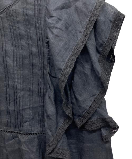SLOBE IENA（スローブ イエナ）SLOBE IENA (スローブ イエナ) ラミーフリルピンタックブラウス ブラック サイズ:Freeの古着・服飾アイテム