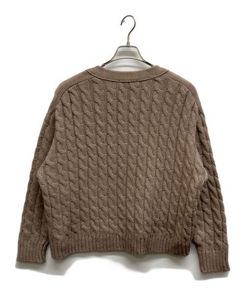 UNTITLED（アンタイトル）UNTITLED (アンタイトル) ウールミックス ケーブルニットカーディガン ブラウン サイズ:2LTの古着・服飾アイテム