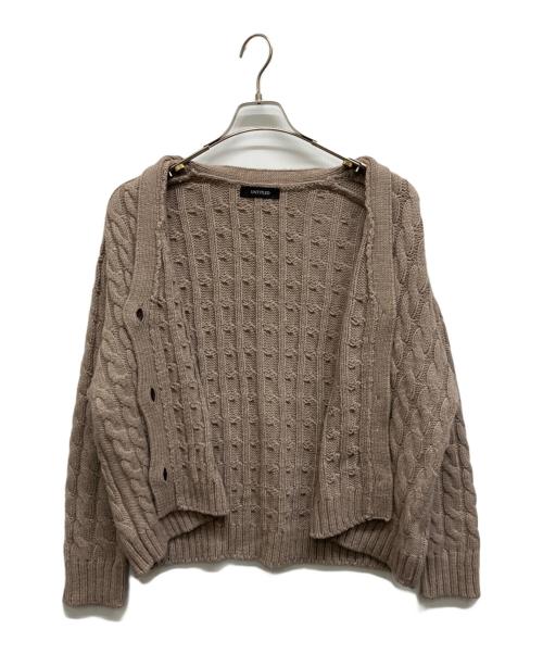 UNTITLED（アンタイトル）UNTITLED (アンタイトル) ウールミックス ケーブルニットカーディガン ブラウン サイズ:2LTの古着・服飾アイテム