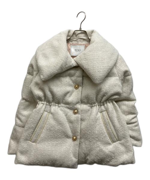 HER LIP TO（ハーリップトゥ）HER LIP TO (ハーリップトゥ) Gold-Button Tweed Down Jacket ホワイト サイズ:Sの古着・服飾アイテム