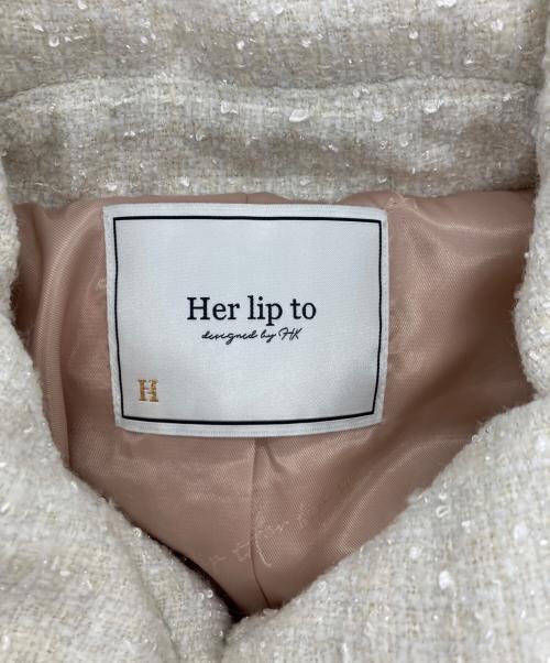 HER LIP TO（ハーリップトゥ）HER LIP TO (ハーリップトゥ) Gold-Button Tweed Down Jacket ホワイト サイズ:Sの古着・服飾アイテム