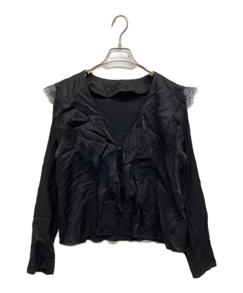 JOURNAL STANDARD（ジャーナルスタンダード）JOURNAL STANDARD (ジャーナルスタンダード) シアーサテンツイルレースブラウス ブラック サイズ:Freeの古着・服飾アイテム
