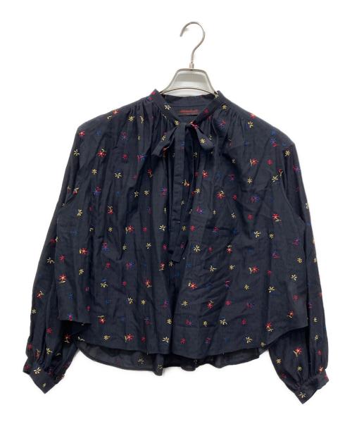 TOMORROW LAND collection（トゥモローランドコレクション）TOMORROW LAND collection (トゥモローランドコレクション) フルーロンエンブロイダリー ボウタイブラウス ネイビー サイズ:36の古着・服飾アイテム