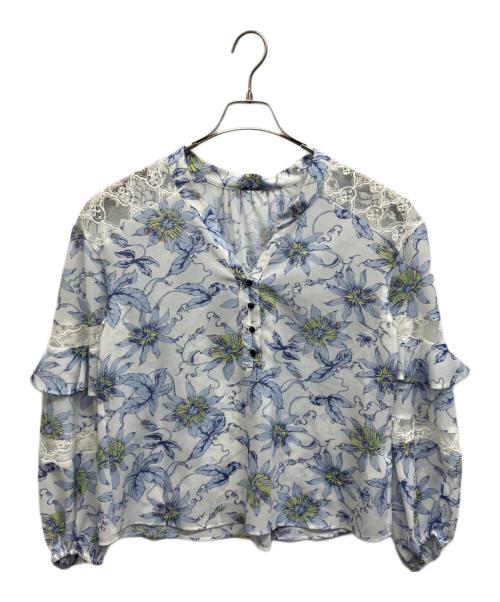 Diagram（ダイアグラム）Diagram (ダイアグラム) フラワープリントカフタンレーストップ スカイブルー サイズ:Sの古着・服飾アイテム