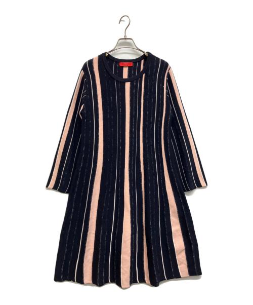 MAX&Co.（マックスアンドコー）MAX&Co. (マックスアンドコー) フレアニットワンピース ネイビー サイズ:Lの古着・服飾アイテム