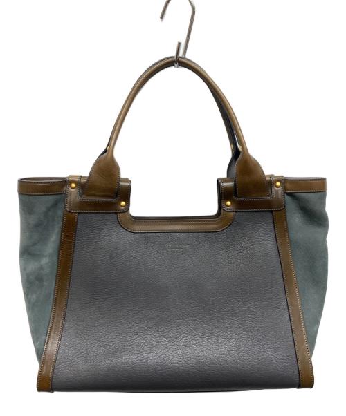 SMYTHSON（スマイソン）SMYTHSON (スマイソン) レザー切替トートバッグ グレーの古着・服飾アイテム
