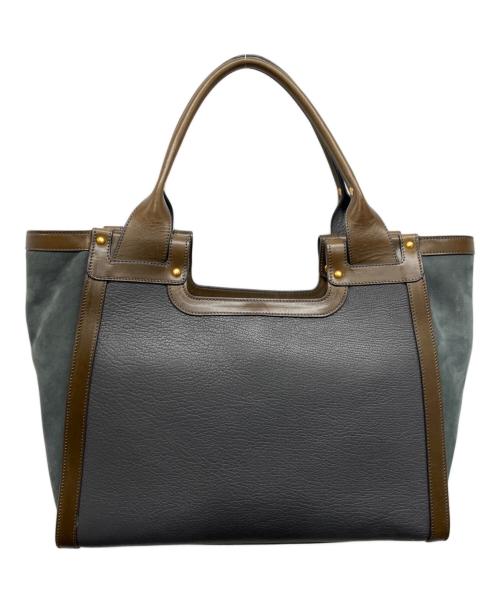 SMYTHSON（スマイソン）SMYTHSON (スマイソン) レザー切替トートバッグ グレーの古着・服飾アイテム