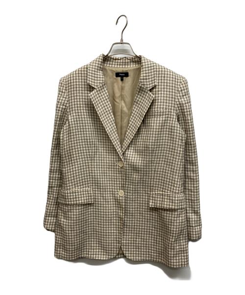 theory（セオリー）theory (セオリー) Linear Check Straight Blazer ベージュ サイズ:SIZE 6の古着・服飾アイテム