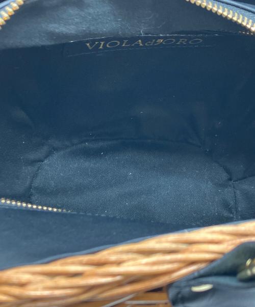 VIOLAd'ORO（ヴィオラドーロ）VIOLAd'ORO (ヴィオラドーロ) ラタンワンハンドルカゴバッグ ベージュ×ブラックの古着・服飾アイテム