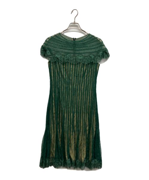 TADASHI SHOJI（タダシ ショージ）TADASHI SHOJI (タダシ ショージ) レースノースリーブワンピース グリーン サイズ:4の古着・服飾アイテム