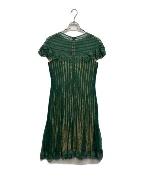 TADASHI SHOJI（タダシ ショージ）TADASHI SHOJI (タダシ ショージ) レースノースリーブワンピース グリーン サイズ:4の古着・服飾アイテム
