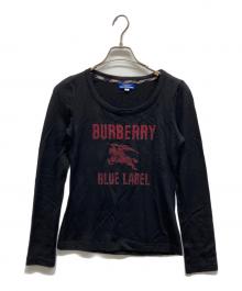 BURBERRY BLUE LABEL（バーバリー ブルー レーベル）の古着「ロゴプリントニット」｜ブラック