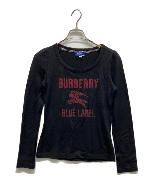 BURBERRY BLUE LABEL（バーバリー ブルー レーベル）BURBERRY BLUE LABEL (バーバリー ブルー レーベル) ロゴプリントニット ブラック サイズ:38の古着・服飾アイテム
