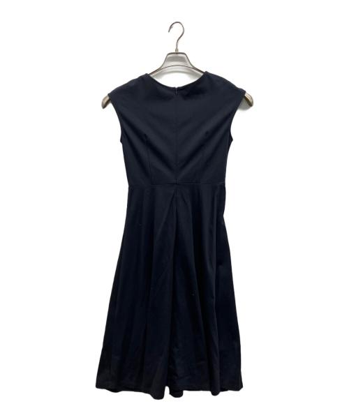 BLUE LABEL CRESTBRIDGE（ブルーレーベルクレストブリッジ）BLUE LABEL CRESTBRIDGE (ブルーレーベルクレストブリッジ) モックロディーシルケットワンピース ネイビー サイズ:36の古着・服飾アイテム