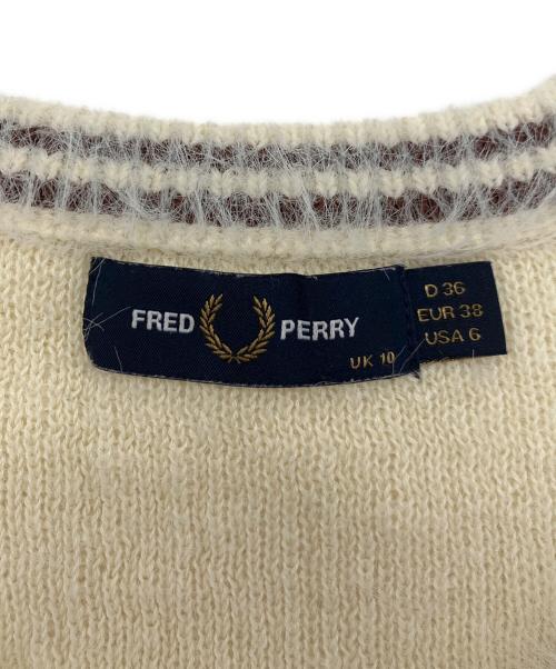 FRED PERRY（フレッドペリー）FRED PERRY (フレッドペリー) フラッフィー ニット カーディガン ホワイト サイズ:UK10 D36 EUR38 USA6の古着・服飾アイテム