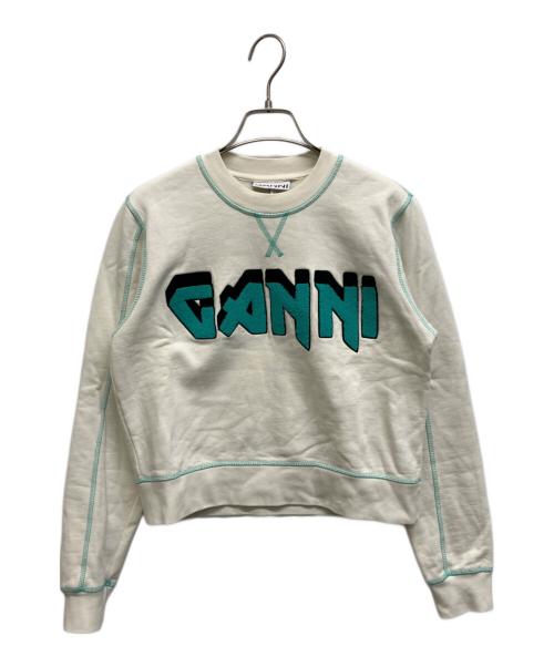 GANNI（ガニー）Ganni (ガニー) 刺繍ロゴワッペンスウェット ホワイト サイズ:XSの古着・服飾アイテム