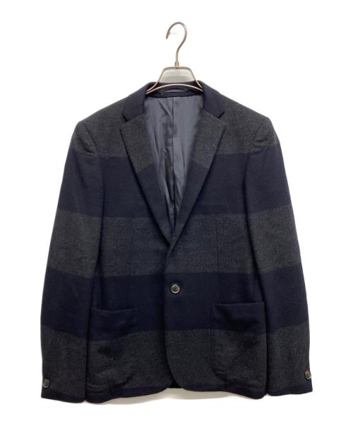 KOLOR（カラー）KOLOR (カラー) ボーダーテーラードジャケット ブラック サイズ:1の古着・服飾アイテム